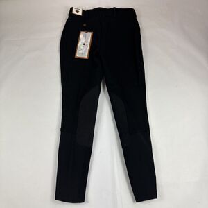 Ariat Sport Snaffle Low Rise Pants Womens Sz 28R Black Equestrian Knee Patch NEW